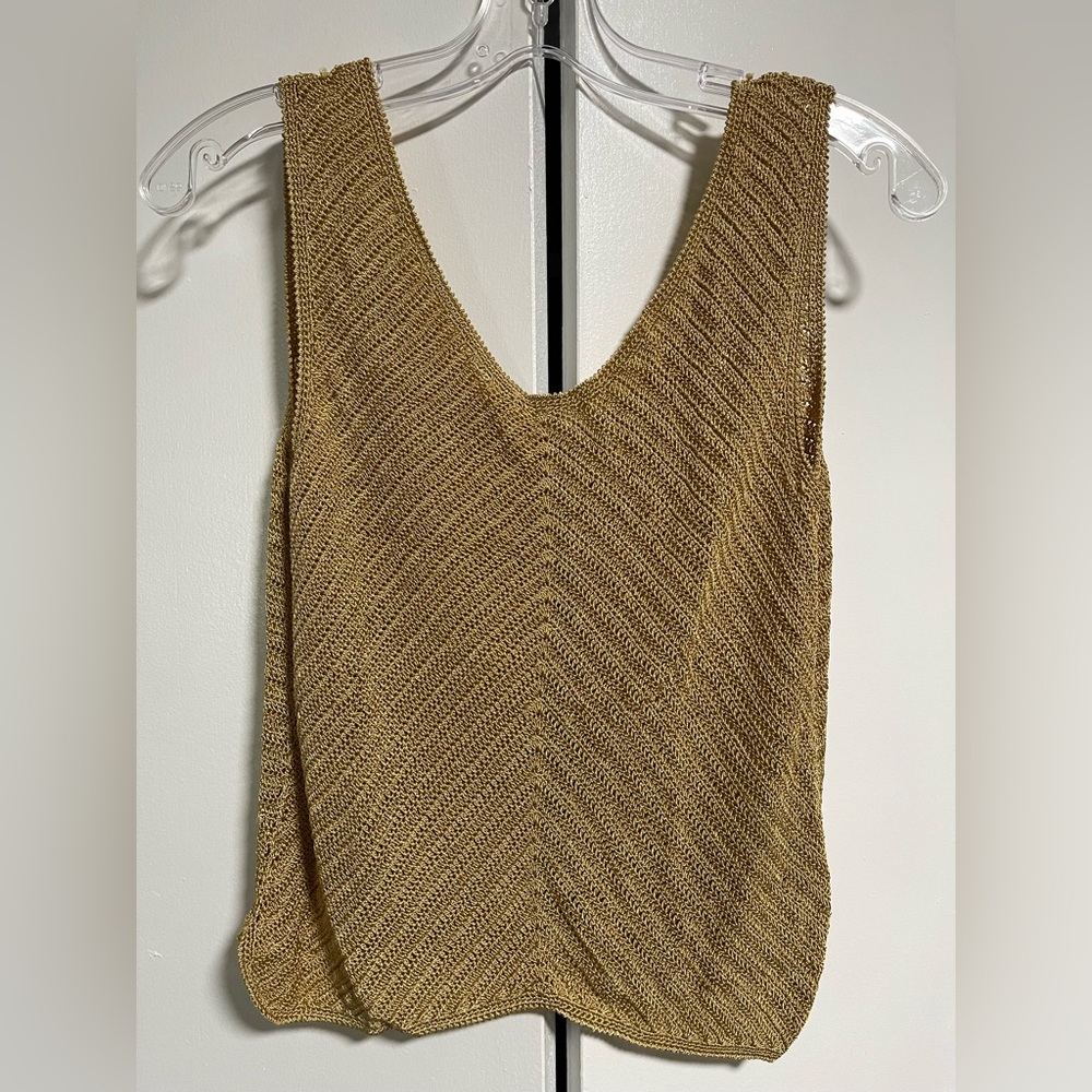 Vintage 80s Vera Cristina Gold Knit Sleeveless Top
